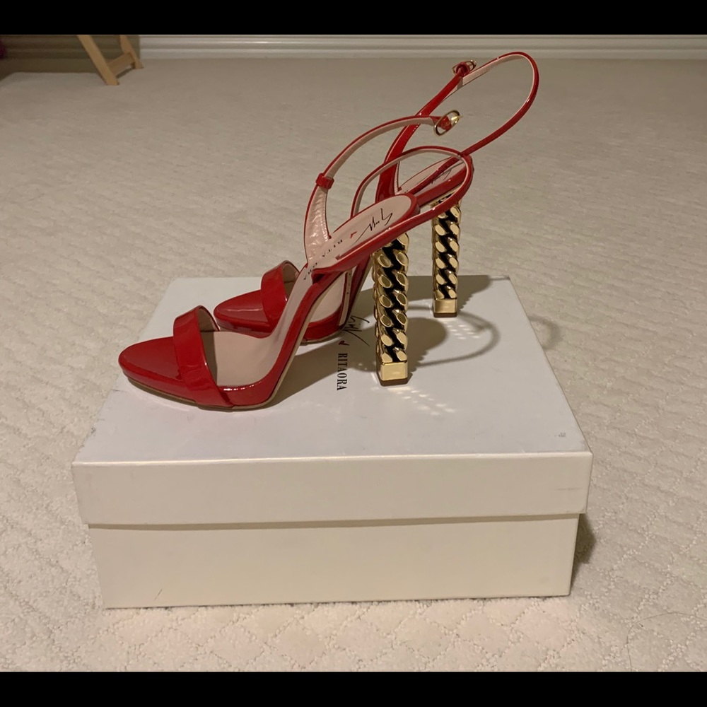 Giuseppe Zanotti, Rita Ora Heel Sandals Red, New